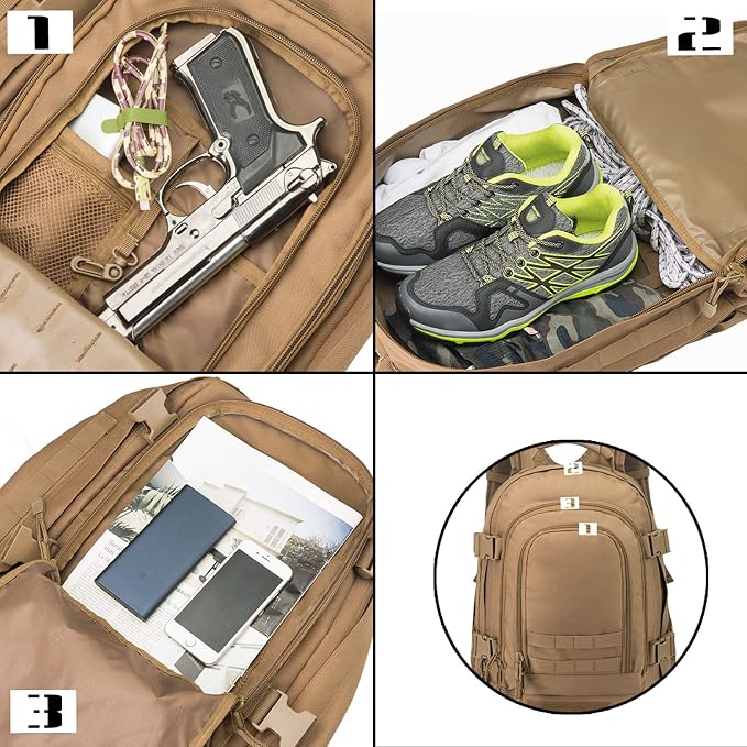 Tactical Backpack Military Backpacks for Men Army Expandable 3 Day Assault Pack Molle Backpacks Bug Out Bag for Camping Hiking Rucksack Fishing