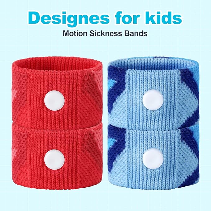LYJEE Motion Sickness Bands for Kids, Travel Sickness Relief Wristbands, Anti-Nausea Wristbands for Car or Sea Sickness