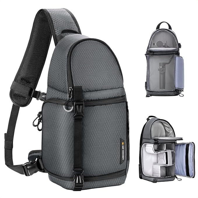 K&F CONCEPT Camera Sling Bag Crossbody Bag Camera Shoulder Backpack DSLR/SLR/Mirrorless Photography Bags Compatible with Canon/Nikon/Sony/Fuji/Gopro/DJI