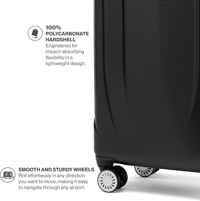 Travelpro Pathways 3 Hardside Expandable Luggage, 8 Spinner Wheels, Lightweight Hard Shell Suitcase, Carry On 21 Inch, Black Knight