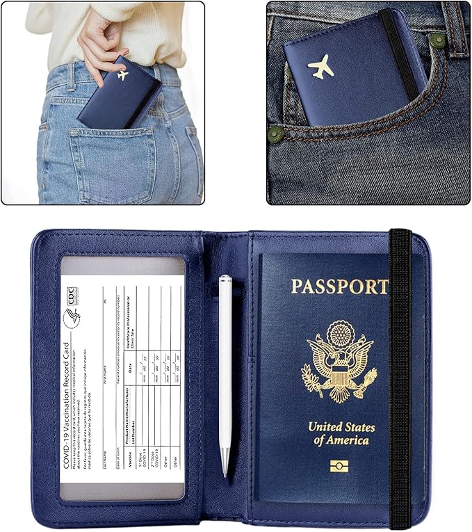 ZOPPEN Passport Holder Wallet, Passport Cover Travel Wallet Women Travel Essentials Accessories Document Organizer Travel Must Haves Rfid Blocking Cover Case for Women and Men, Blue