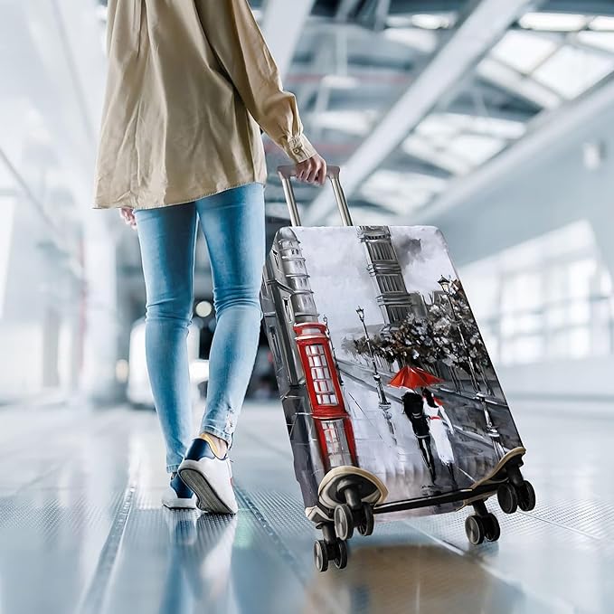 Travel Luggage Cover Suitcase Protector Fits 18-32 Inch Wheel Covers PatternedTravel Related Items Flower Luggage Protector Elastic L