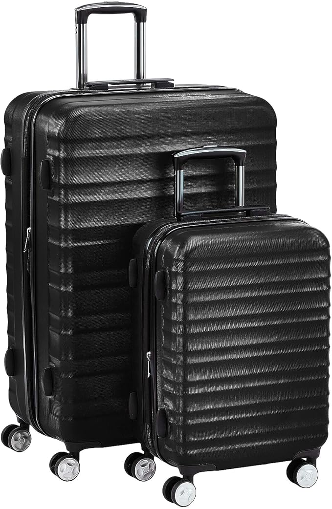 Amazon Basics 2 Piece Set (20", 28") With TSA Locks, Hardshell Suitcases With Four Multi-directional Wheels, Expandable For Up to 25% More Space, With Scratch-Resistant Surface, Black