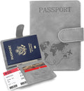 Passport Holders, RFID Blocking Credit Card Holder, PU Leather Vaccine Card Holders for Travel with Magnetic Buckle, Travel Must Haves Cruise Ship Essentials for Men, Women (Grey)
