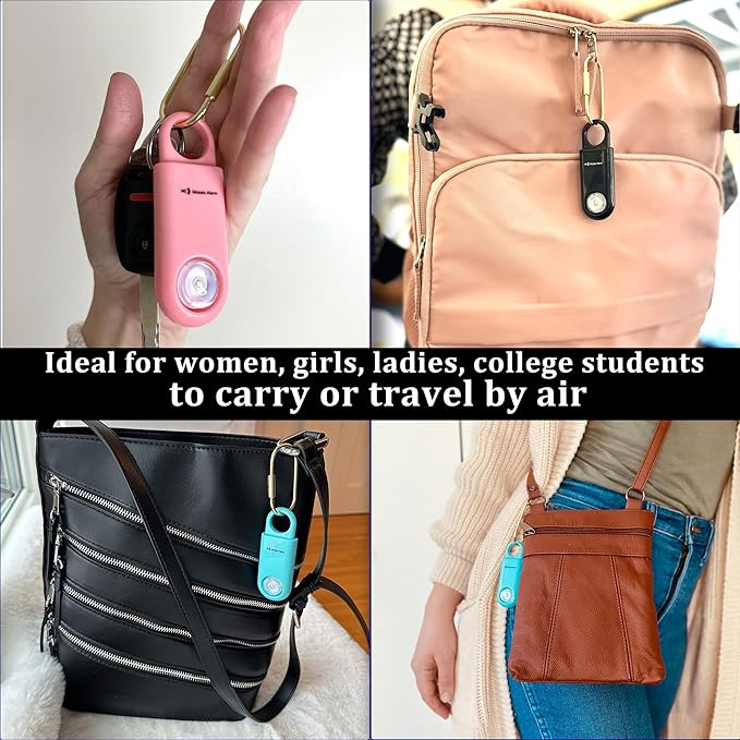 130dB Keychain Siren Strobe Light. Loud Sound Personal Safety Alarm with Carabiner. SOS Emergency Alerts for Women, Girls, School Children, Night Runners, Hiking. Bear Alarm Deterrent.Pink