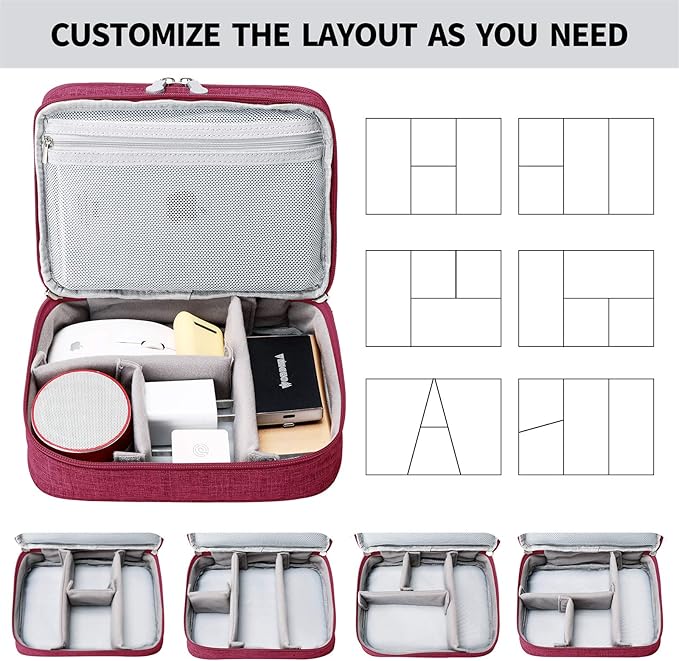 Travel Cable Organizer Bag, Electronic Accessories Case Portable Double Layer Cable Storage Bag for Cord,phone,Charger, Flash Drive, Phone, SD Card,Personal Items - (Red)