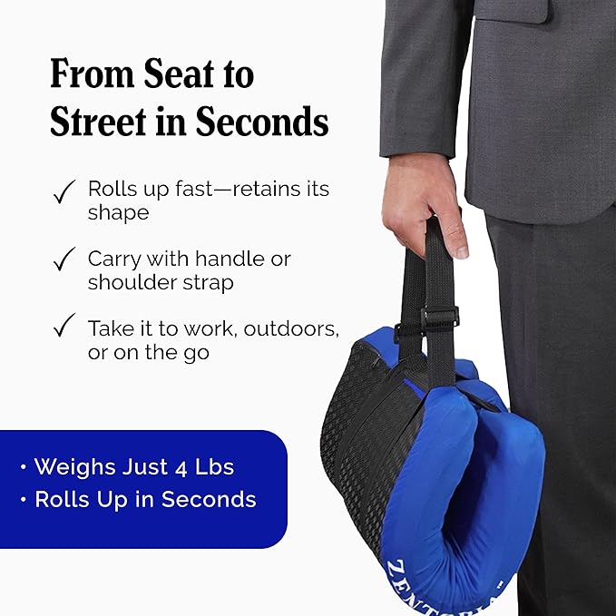 Gel and Memory Foam Seat Cushion – Office – Ergonomic Cushion Pad for Tailbone Pain - Desk Chair Car Seat Cushion Driving - Sciatica & Back Pain Relief (Blue)