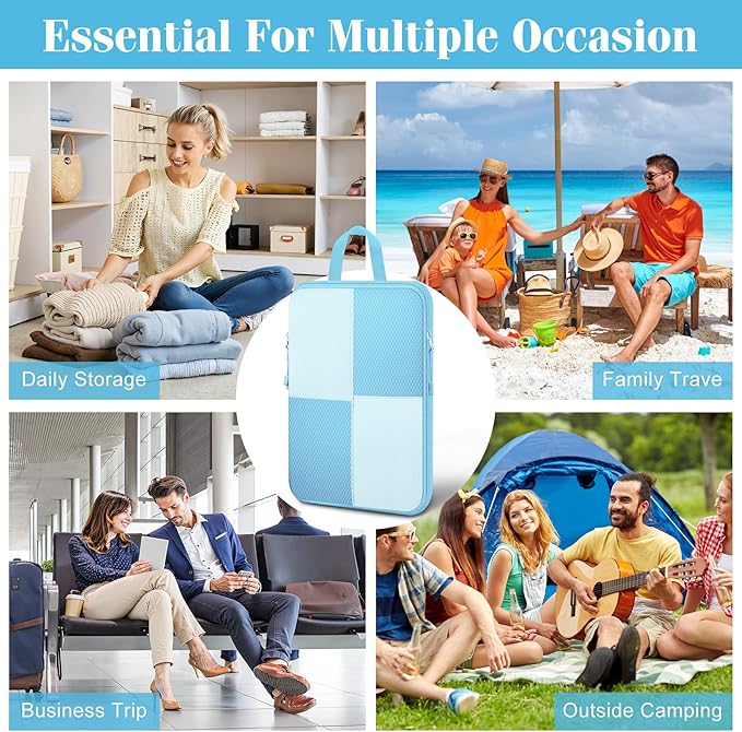 8 Set Compression Packing Cubes Travel, Lightweight Expandable Travel Cubes Suitcase Organizer for Carry On Luggage Suitcase, Light Blue