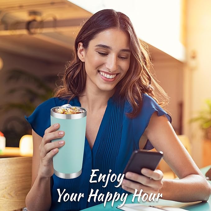20 oz Tumblers Bulk Stainless Steel Tumbler with Lid Double Wall Vacuum Insulated Coffee Mug 20oz Powder Coated Cup for Hot and Cold Drinks, Turquoise, 6 pack