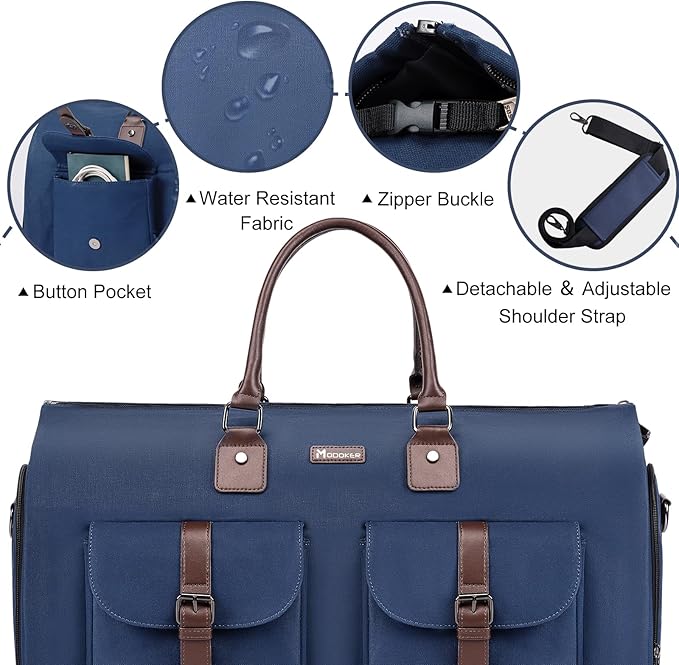 Modoker Garment Convertible Weekender Bag,Carry on Canvas Garment Duffle Bag Heavy Duty Overnight Bags for Men Women