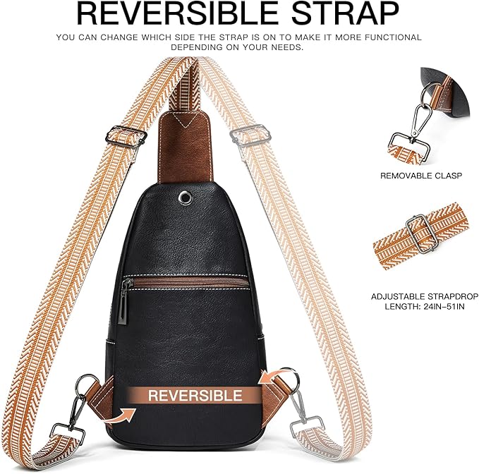 7L Sling Bag for Women Men Leather Small Sling Backpack Daypack Anti Theft Fanny Pack Crossbody Purse Travel