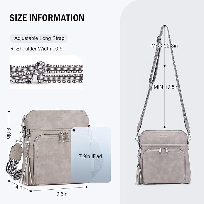 Crossbody Purse for Women,Lightweight Medium Crossbody Bag Soft Leather Women's Shoulder Handbags with Tassel