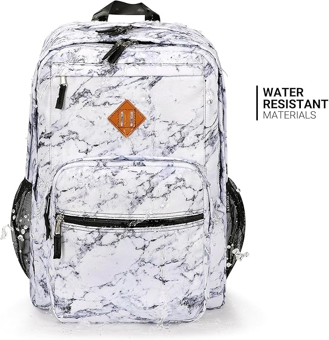 ZORFIN 26L Backpack for College, and Travel: Water Resistant Bookbag - Marble
