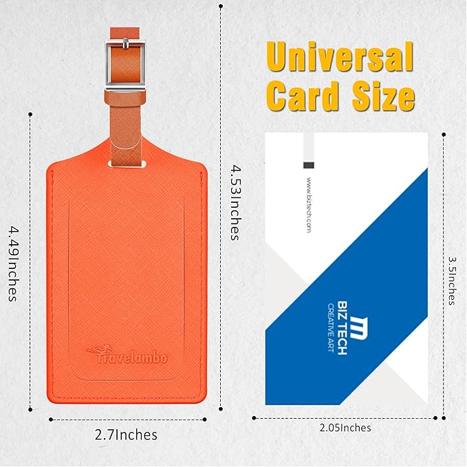 Travelambo Luggage Tags for Suitcases Faux Leather Privacy Protection 2 Pack Bag Tags Travel Accessories Essential, Cross Orange