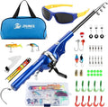RUNCL Kids Fishing Pole - Portable Folding Fishing Rod and Reel Combo Kit with Spincast Fishing Reel, Kids Sunglasses, Tackle Box, Travel Bag, Gift for Youth