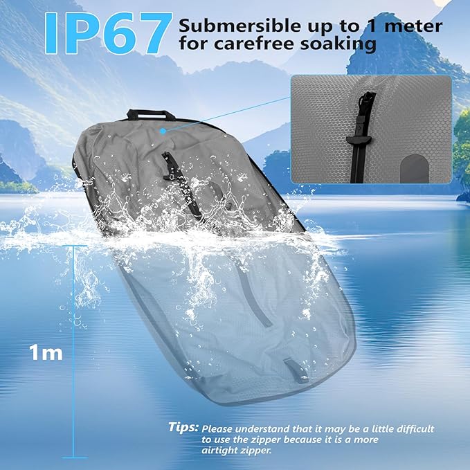 2025 Vacuum Bags for Travel with See-Through Window & 5KPa Pump Space Saver Vacuum Seal Bags for Clothing Travel IP67 Reusable Packing Organizers for Luggage, Backpack, Suitcase Grey 1PC+Pump