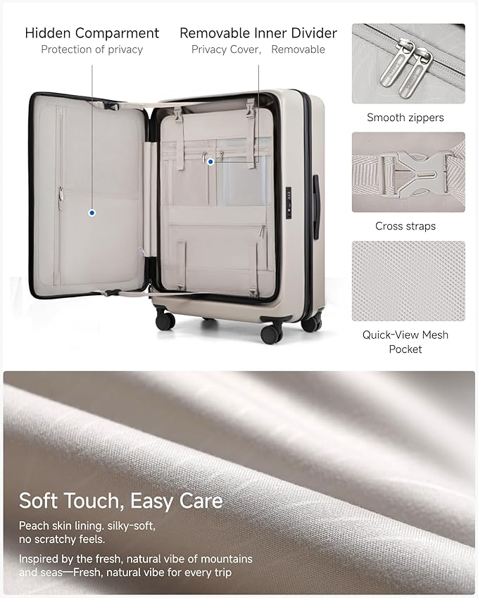 LUGGEX Checked Suitcase Top Opening, FLT Expandable Polycarbonate Hard Shell Suitcase with Wheels (FLO-Lite, Beige, 28 Inch, 105L-115L)