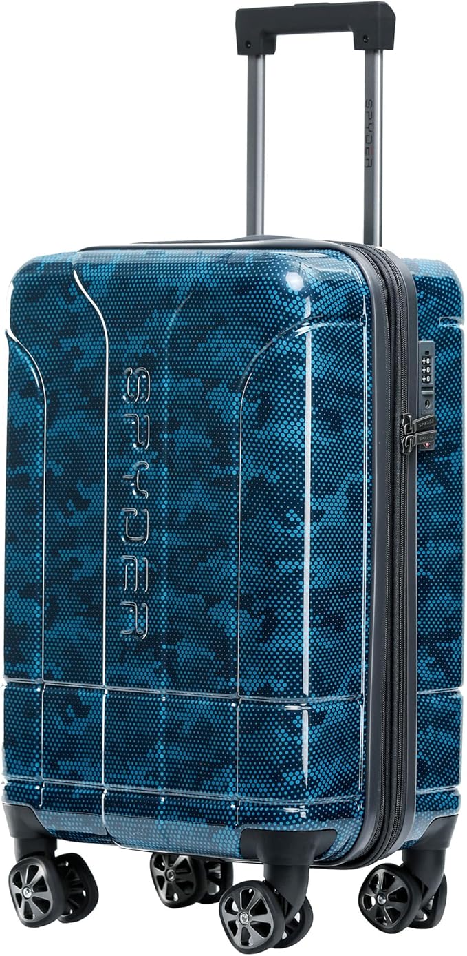Spyder Matrix 20 Inch Carry On Expandable Hardside Upright Suitcase with 360° Spinner Wheels, TSA Approved Lock, Blue
