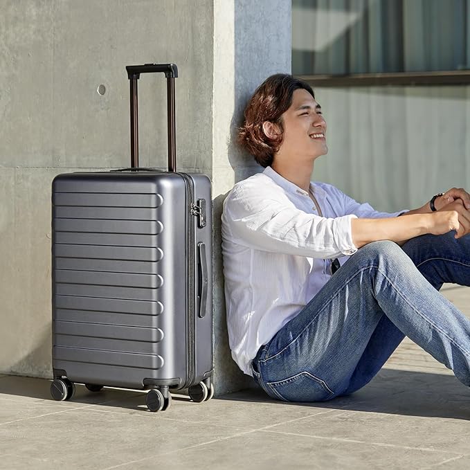 Carry on Luggage 22 X 14 X 9 Airline Approved, 20 Inch Luggage for 3-5 Days Travel, Double Spinner Wheels, 100% Hardshell PC, TSA Lock (02-Grey (Basic), Checked 24-Inch)