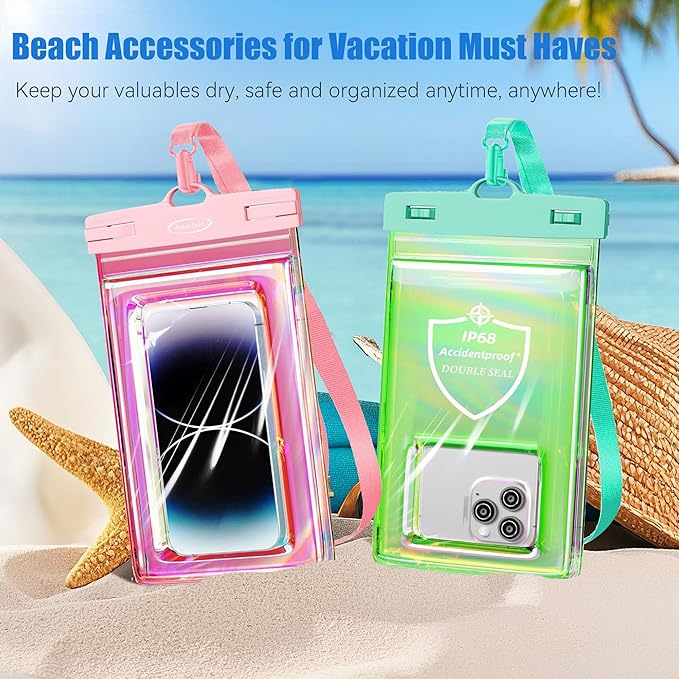 AiRunTech Universal Waterproof Phone Pouch, Beach Essential Accessories Protector iPhone Passport Money Sandproof,Swimming Sup Surfing Jetski Must Haves