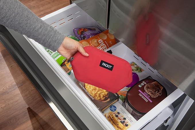 PackIt® Freezable Snack Bag, Poppy, Built with ECOFREEZE® Technology, Collapsible, Reusable, Zip Closure, Designed For Keeping Snacks Fresh On the Go