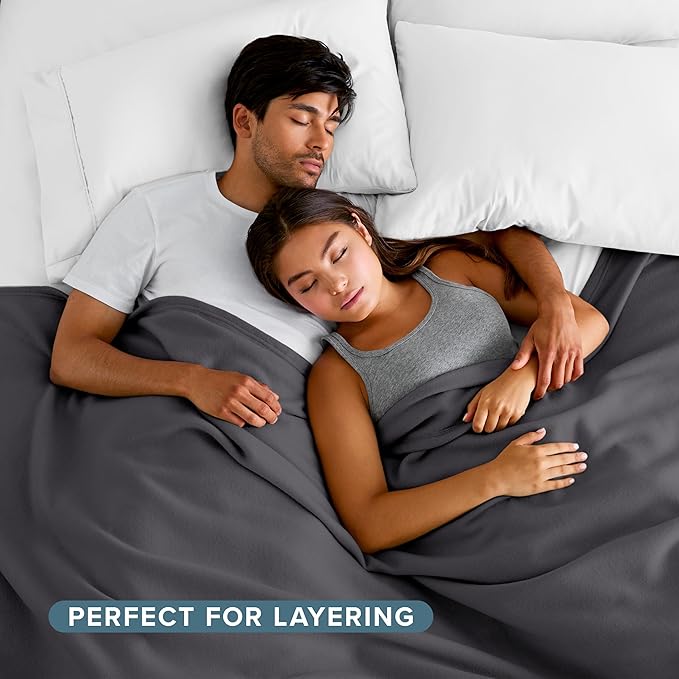 Bare Home Polar Fleece Blanket - King - Warm & Cozy - Premium Fleece - Throw for Bed, Sofa, Camping, Travel and Cold Nights - Lightweight Blanket (King, Forged Iron Grey)