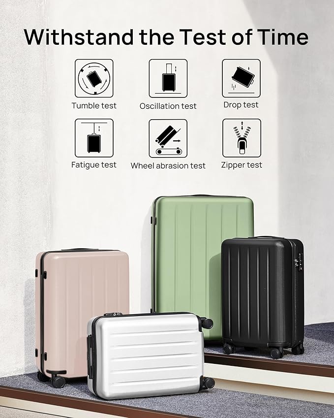 Carry On Suitcase, 20 Inch Carry-On Luggage with Double Spinner Wheels, Dry Wet Separate Design, PC Hard Case Suitcase, Lightweight Travel Luggage, TSA Approved (Solid White, Danube)