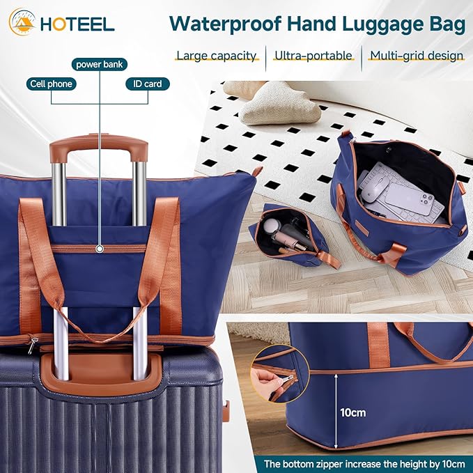 Hoteel 20Inch Luggage 3-piece Set, 360° Universal Suitcases with Wheels Hard Shell Suitcase with TSA Lock, Including Waterproof Luggage Bag, Travel Maletas for Men and Women,Blue