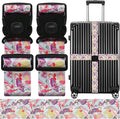 Luggage Straps for Suitcases, Travel Adjustable Belt with Quick Release Buckle, Heavy Duty Nylon Bag Packing Strap, Unique Bright Identifiers Business Travel Accessories (2 Pack) - Flamingo