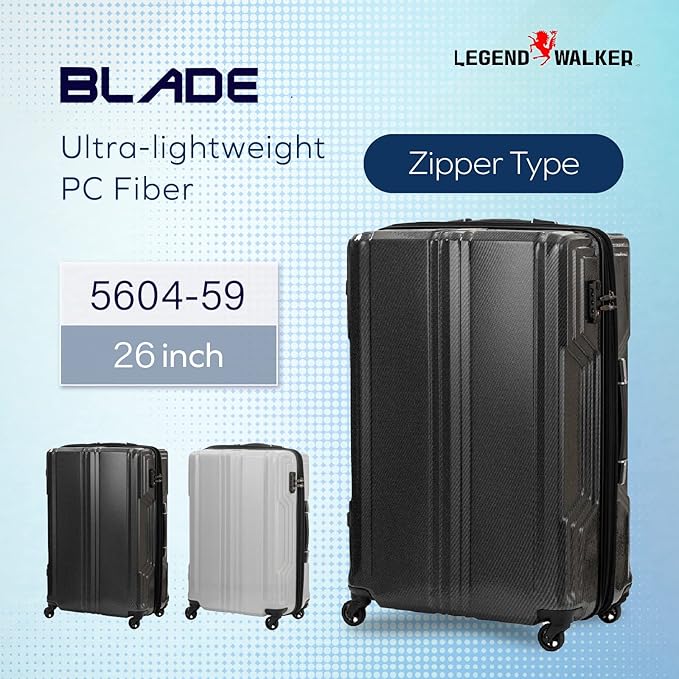 LEGEND WALKER BLADE-Ultralight PC Fiber Luggage 26-inch, White Carbon, 5604-59-WHCB