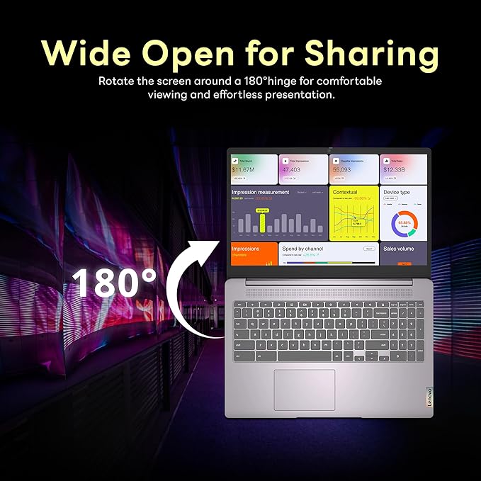Lenovo Ideapad 3 15.6" FHD Chromebook, Intel Celeron N4500, 4GB LPDDR4X, 224GB Storage (64GB SSD + 160GB Docking Station Set), Number Pad, Webcam, Wi-Fi 6, Chrome OS, Gray