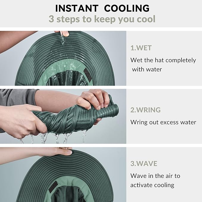 Sukeen Cooling Sun Hat for Men Women UPF50+ Wide Brim Fishing Hat with Neck Flap Adjustable Foldable Bucket Hat for Hiking