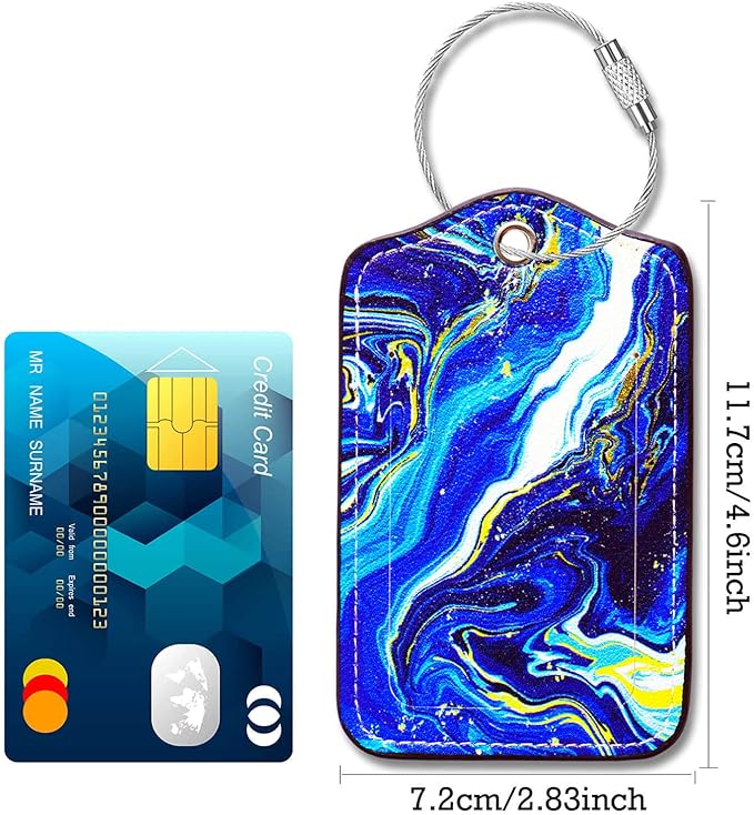 Luggage Tags for Suitcases-Personalized Luggage Tag 4 Pack with Loops Cute Bag/Backpack/Suitcase Tags Travel Essentials for Flying