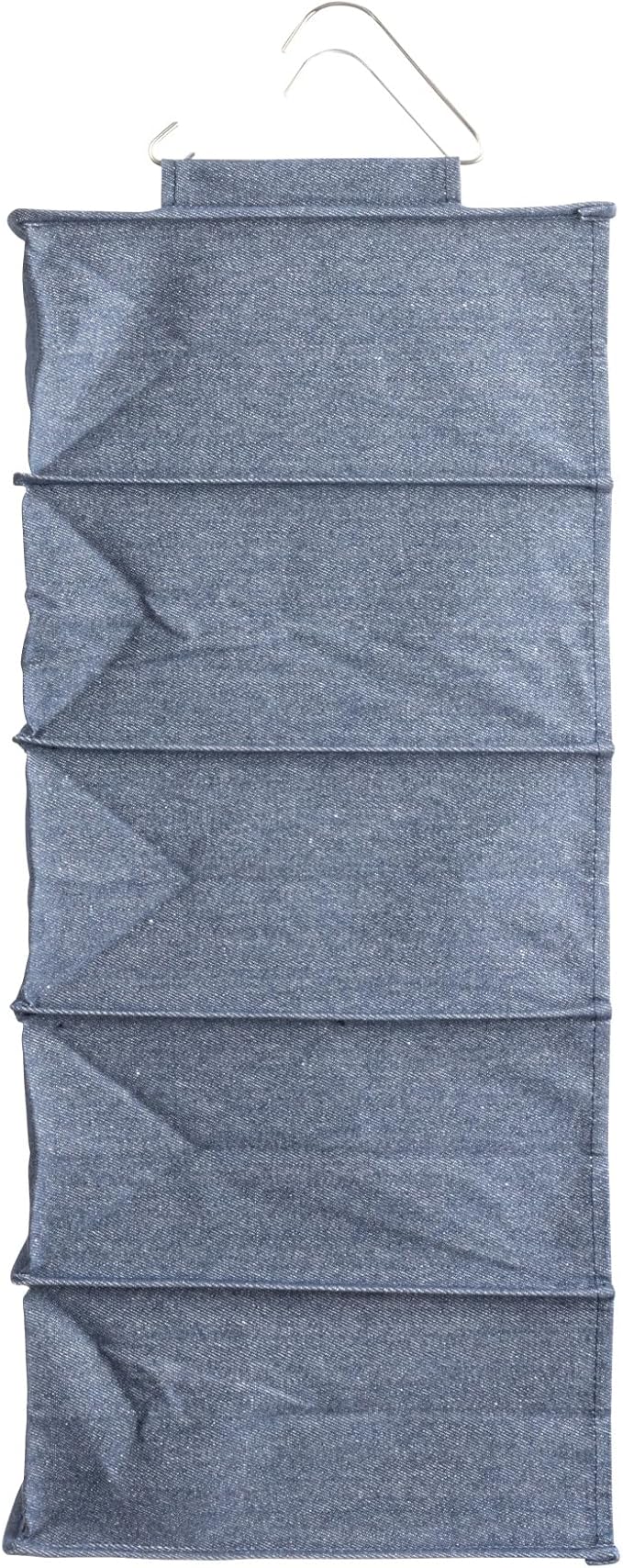 Household Essentials Hanging Cotton Blend and Plastic Closet Shoe Organizer with 10 Storage Compartments, Denim
