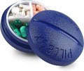 Pill Box Round for Travel - Mini Compact Portable 4 Compartment Pills Case Organizer, Vitamin and Medication Dispenser Holder for Up to 4 Times A Day, BPA Free Pill Reminder by MEDca