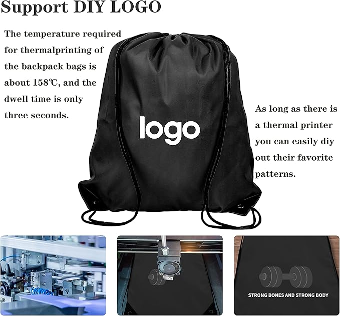 60 Pieces Drawstring Backpack Bags Sports Sackpack Bulk Cinch Gym Bag For Women Men Outdoor Sports Backpack(Black)