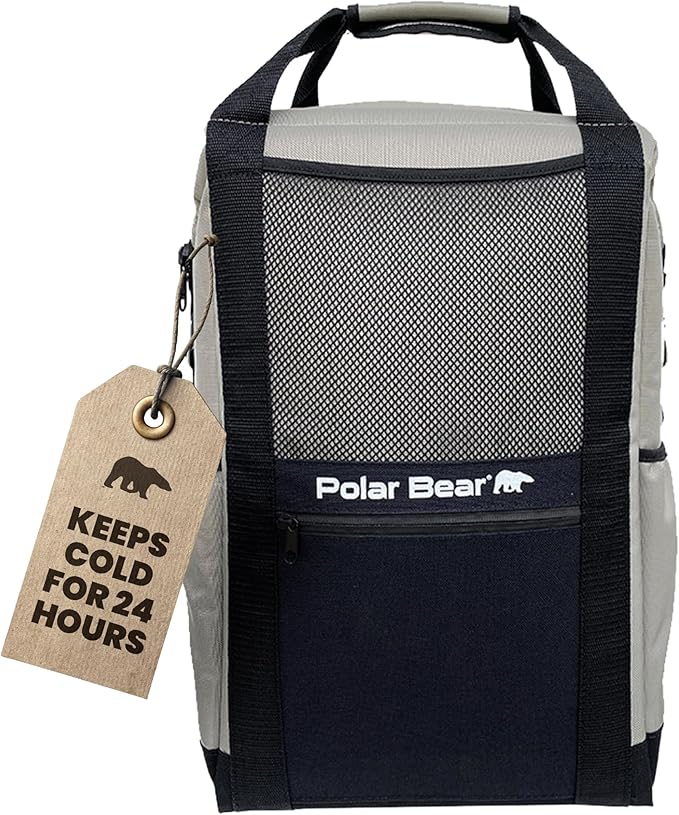 Polar Bear Coolers - Soft-Sided Backpack Cooler - Insulated Backpack for Hiking, Camping, Travel, or Fishing - Heavy-Duty & Portable - Sweat & Leak Proof - Keeps Ice up to 24 hrs