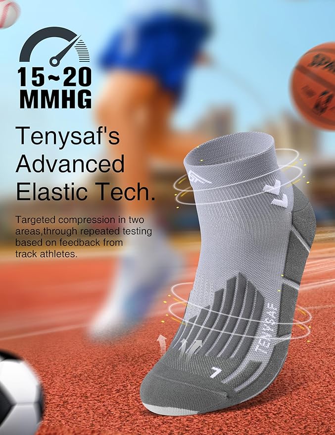 Compression Sport Running Socks: Athletic Socks for Men Women with Cushion,3 Pairs Work Hiking Basketball Ankle Socks