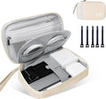 Electronics Travel Organizer,Portable Waterproof Electronic Travel Storage Bag for Small Charging Cord Storage,Charger,Small Electronics,SD Card,with 5 Cable Ties,for Travel,Business-Beige