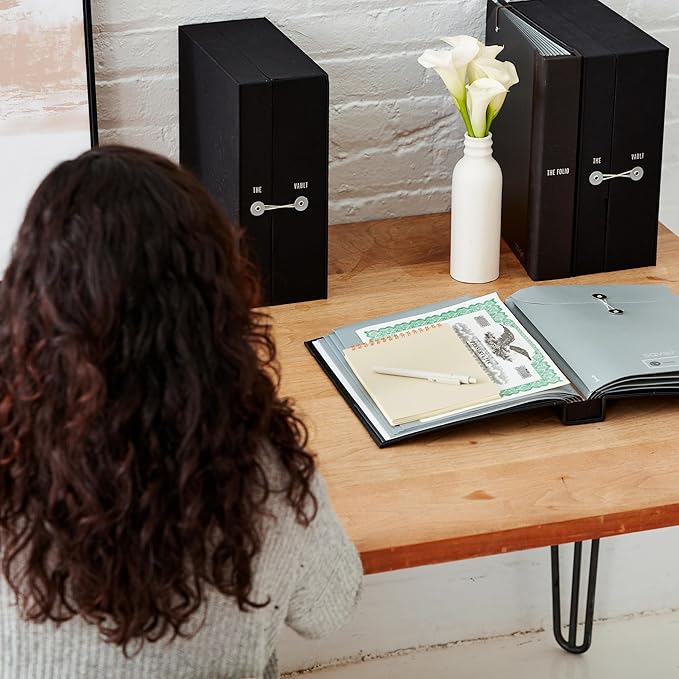 Savor | 2025 Edition The Folio™ Document Organizer | Custom Dyed Cloth-Bound Expanding File for Important Papers, Passports, Birth Certificates & More | Ideal for Home Organization & Graduation Gift