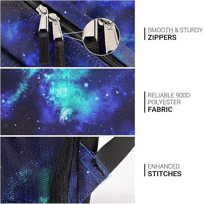 ZORFIN 26L Backpack for College, and Travel: Water Resistant Bookbag - Cyberspace Galaxy