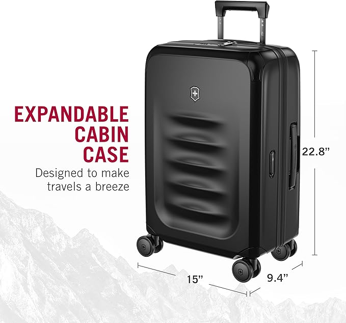 Victorinox Spectra 3.0 Frequent Flyer Plus Carry-On - Modern Hardside Carry-On Luggage - Rolling Suitcase with Spinner Wheels - Holds Travel Accessories - 45 Liters, Black