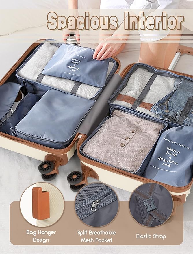 Luggage Sets 5 Piece, Suitcases with Wheels, Hardshell Suitcase Set, ABS Carry on Luggage Set with TSA Lock, Travel Luggage