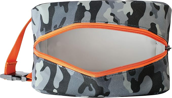 PackIt Freezable Snack Box, Charcoal Camo, Built with ECOFREEZE Technology, Collapsible, Reusable, Zip Closure with Buckle Handle, Great for All Ages and Fresh Snacks on the go