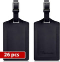 Travelambo Luggage Tags for Suitcases Faux Leather Privacy Protection 26 Pack Bag Tags Travel Accessories Essential, Black