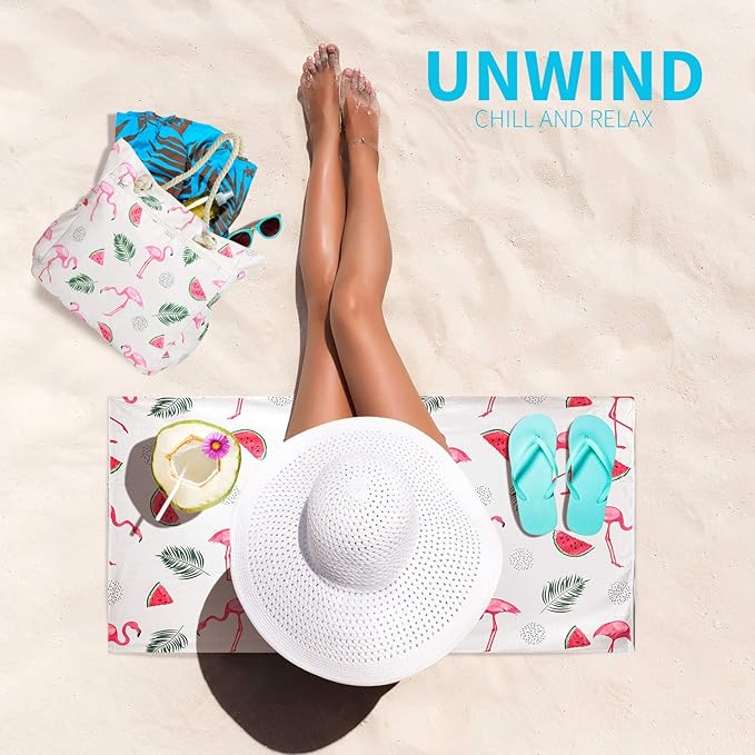 Beach Bag Spacious Shoulder Tote Travel & Gym Bag w/Multiple Pockets & Strong Zipper