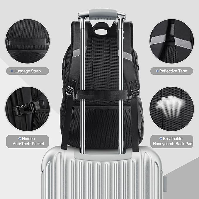 Laptop Backpack for Men Women, Anti-Theft Work Business Daypacks Fit 17 Inch Computer, 30L Personal Item Travel Backpack, Airline Approved, Water-Resistant College School Bookbag for Weekender