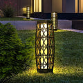 Solar Floor Lamp,Outdoor Floor Lamp,Solar Lanterns Outdoor Waterproof,Solar Powered Resin Wicker Lamp,Weather-Resistant Rattan Deck Light for Porch, Garden,Patio,Deck