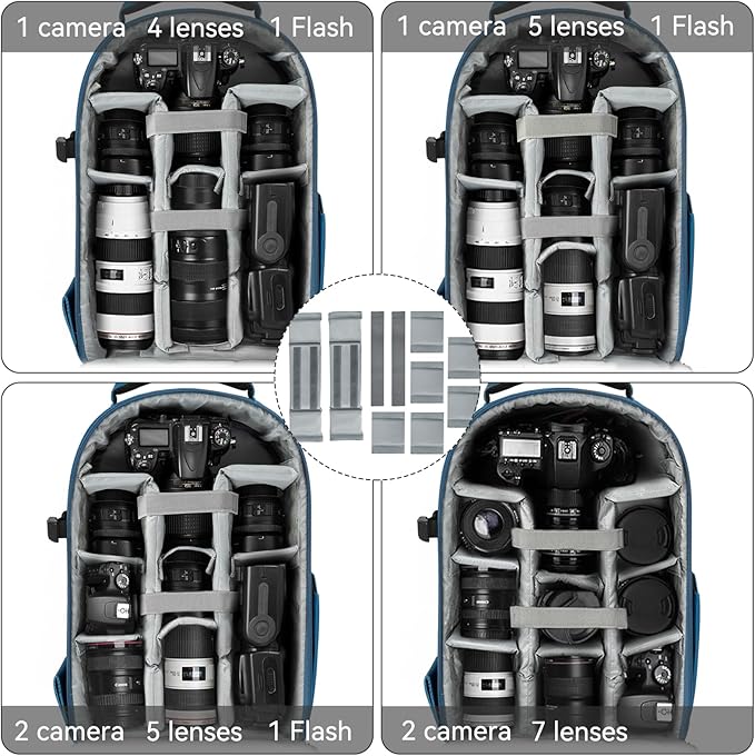 TORIBIO Camera Backpack, Hardshell DSLR Photography Camera Bag, Waterproof Hard Shell Camera Case with Tripod Holder & 15.6" Laptop Compartment Compatible with Canon/Nikon/Sony/DJI Mavic Drone