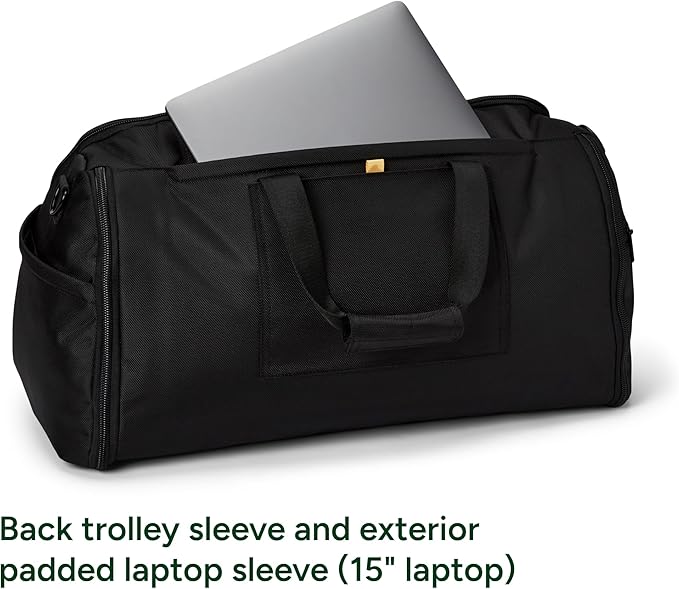 Halfday Convertible 2-in-1 Premium Garment Duffel Weekender Bag 45L | Wrinkle-Free Travel, Hanging Suit Compartment, Shoe Pockets, Trolley Sleeve. Balistic Nylon Carry-On, Pacific